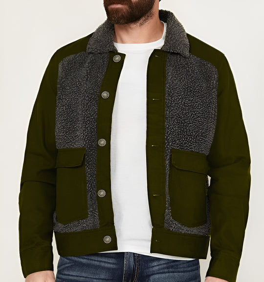 Herren Overshirt-Jacke mit Teddyfutter, aufgesetzten Pattentaschen und Knopfleiste Shop Nory