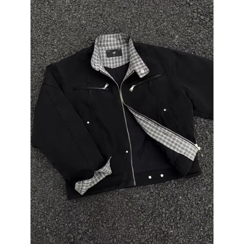 Herren urbane Bomberjacke mit karierter Innenfütterung und Reißverschlusstaschen Shop Nory