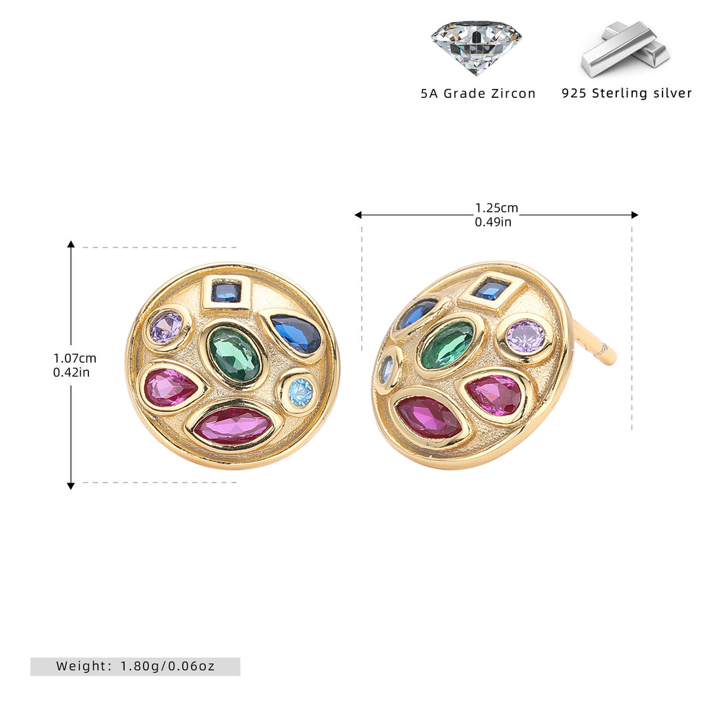 Damen Ohrstecker mit bunten Zirkon-Akzenten und hochwertiger 925er Sterlingsilberfassung Shop Nory
