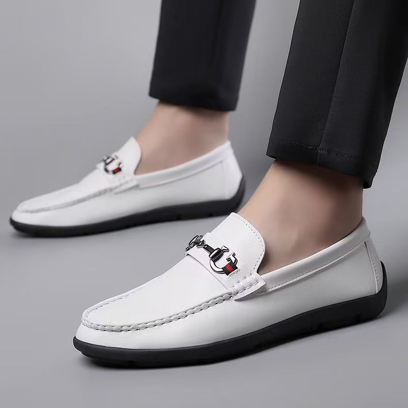 Herren Elegante Lederimitat-Loafer mit Ziernaht und Metallbit-Detail Shop Nory