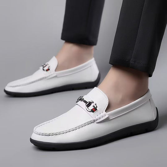 Herren Elegante Lederimitat-Loafer mit Ziernaht und Metallbit-Detail Shop Nory