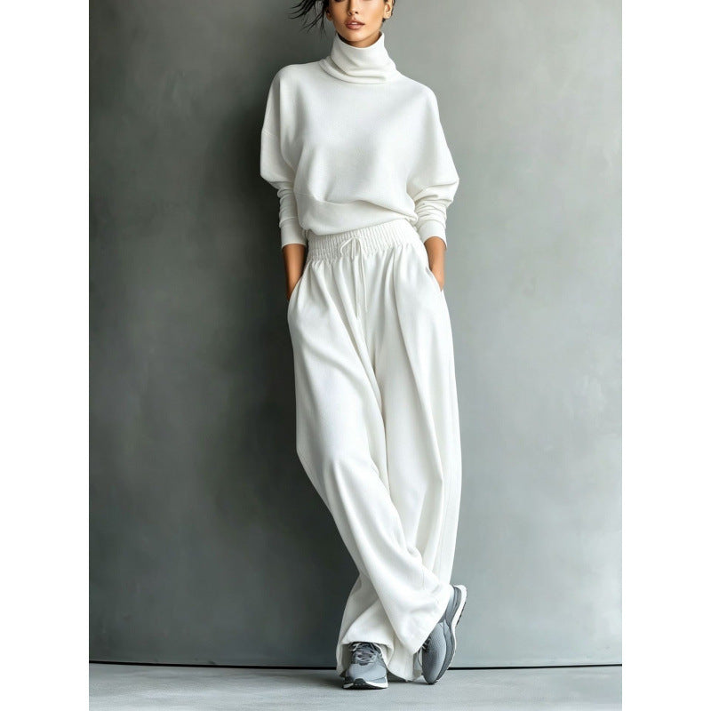Damen Rollkragen-Loungewear-Set mit Oversize-Oberteil und weitem Gummibund-Hose Shop Nory
