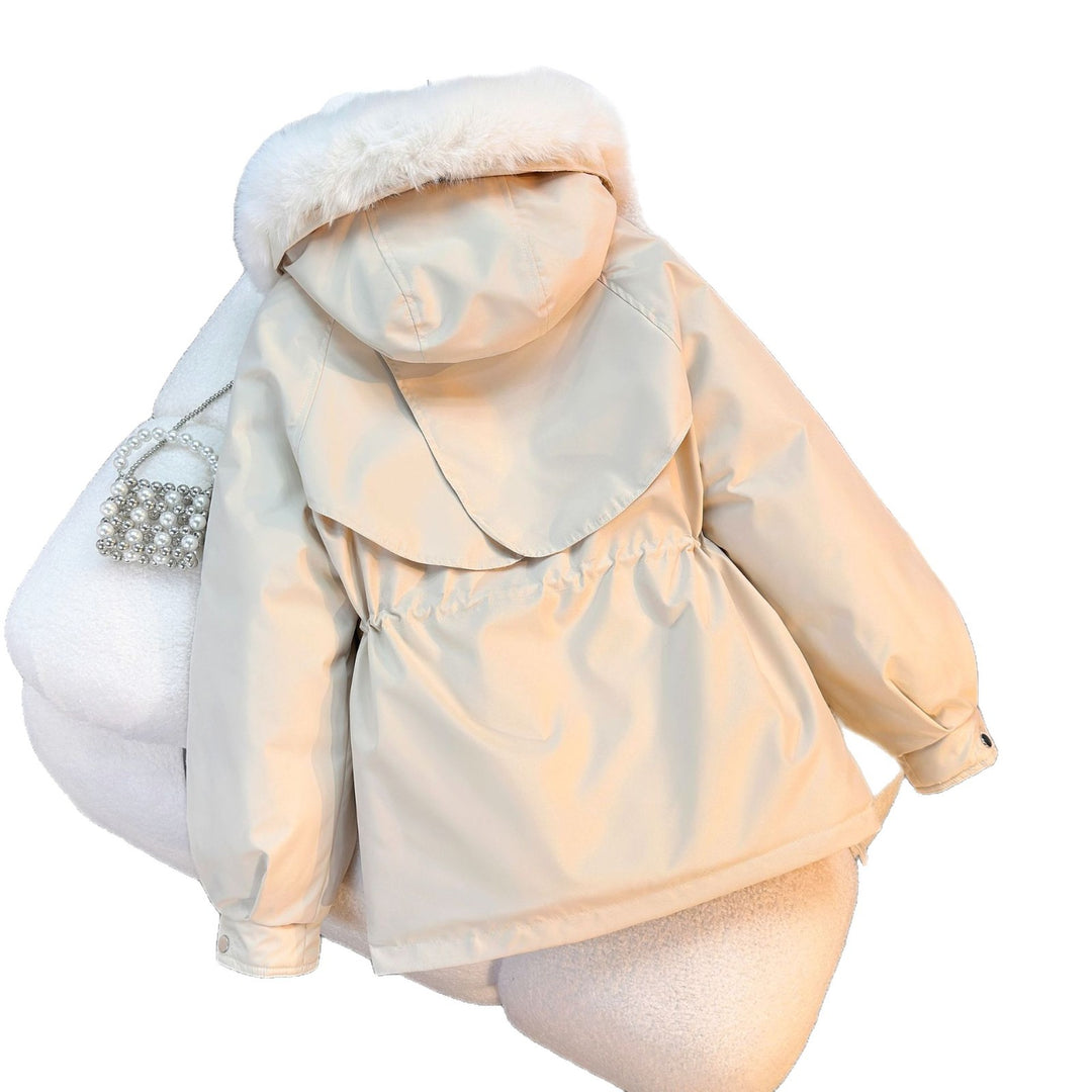 Damen nan wattierter Parka mit abnehmbarem Kunstfellkragen, Tunnelzugtaillierung und Reißverschlusstaschen Shop Nory