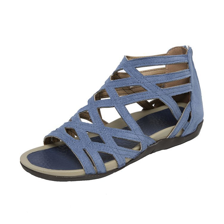 Damen Römersandalen mit Zipper, geflochtenem Cut-Out-Obermaterial und gepolsterter Komfortsohle Shop Nory