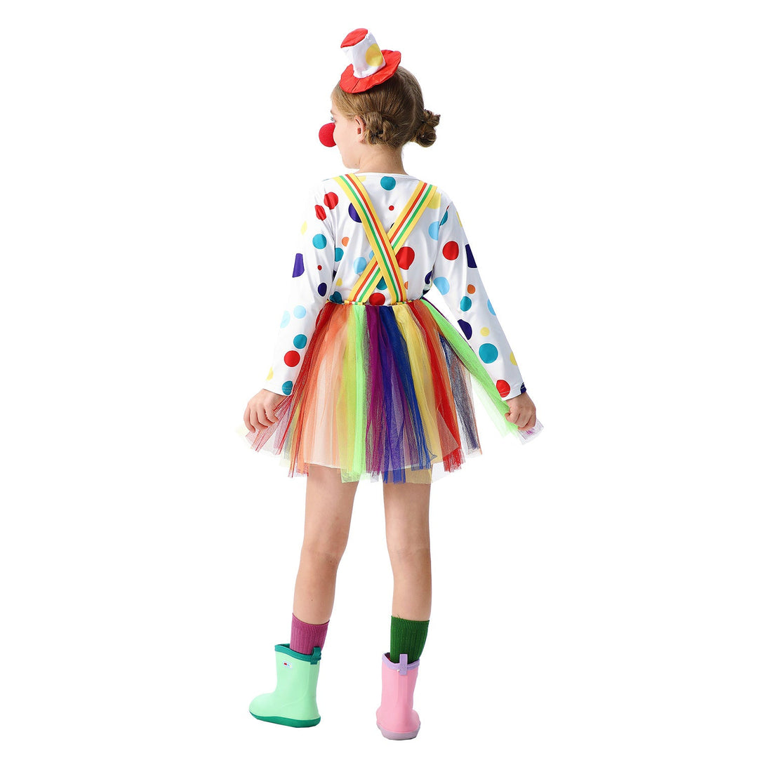 Mädchen Clownkostüm mit bunten Tüllröcken und Haaraccessoires Shop Nory