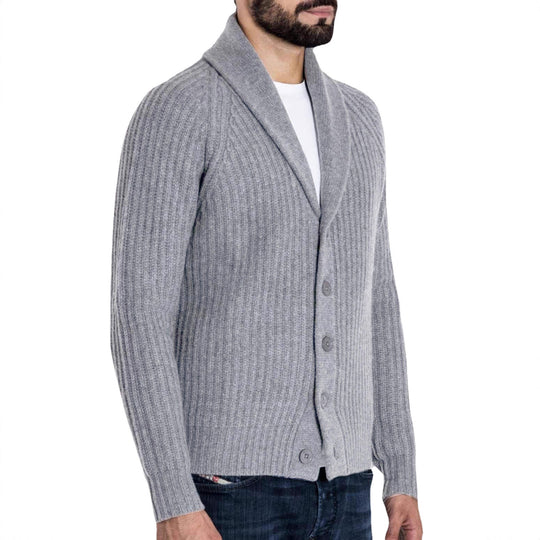 Herren Rippstrick-Cardigan mit Schalkragen und durchgehender Knopfleiste Shop Nory