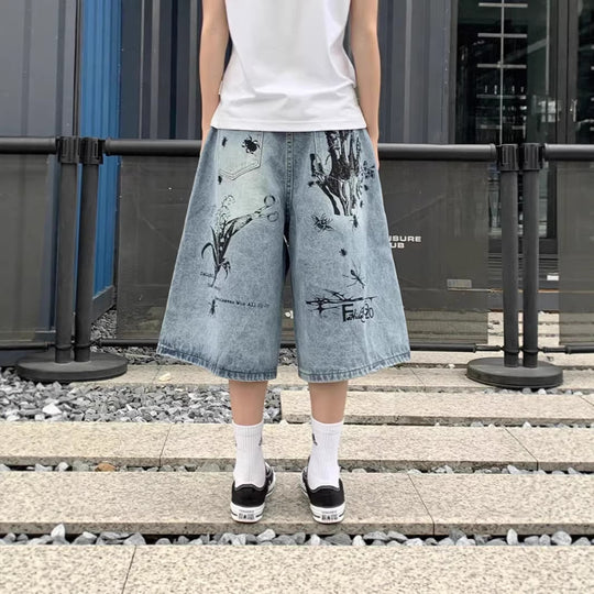 Damen Modische Weitbein-Jeans mit einzigartigem Grafikdesign Shop Nory