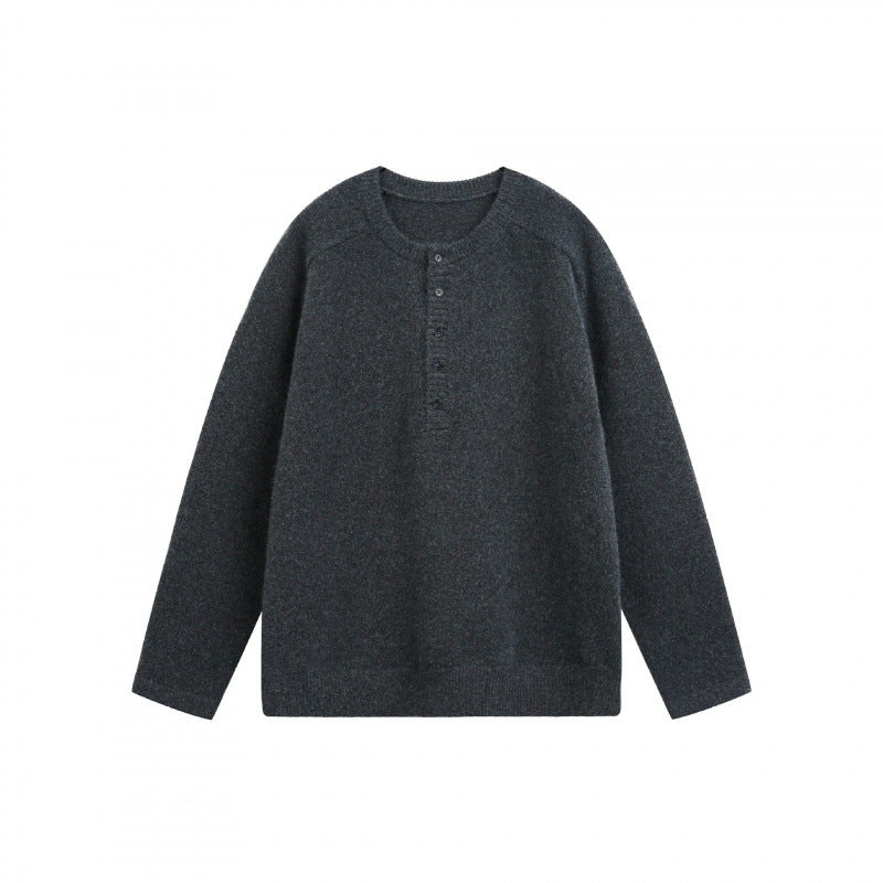 Unisex Feinstrick-Henley-Pullover mit Raglanärmeln und halber Knopfleiste Shop Nory