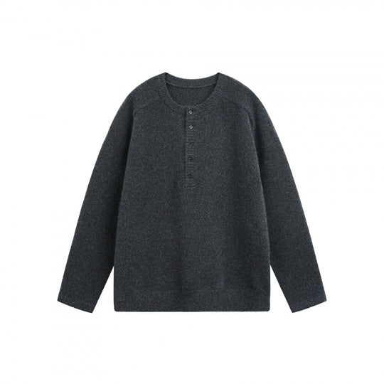 Unisex Feinstrick-Henley-Pullover mit Raglanärmeln und halber Knopfleiste Shop Nory