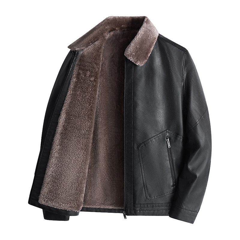Herren Lässige Kunstlederjacke mit Teddyfutter Shop Nory