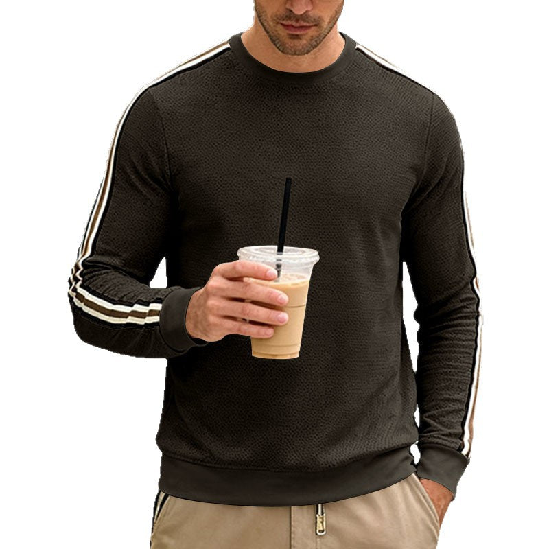 Herren Feinstrukturiertes Rundhals‑Sweatshirt mit sportiven Kontraststreifen an den Ärmeln Shop Nory