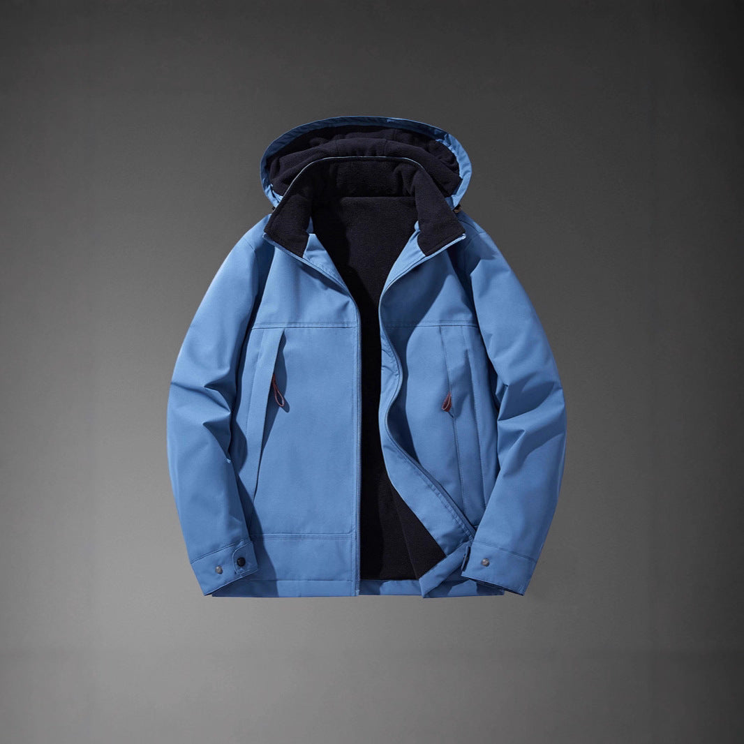 Herren Wasserabweisende Multitaschen-Jacke mit Kapuze und Fleece-Innenfutter Shop Nory