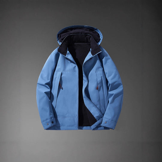 Herren Wasserabweisende Multitaschen-Jacke mit Kapuze und Fleece-Innenfutter Shop Nory