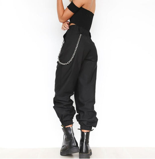 Damen Baggy-Hose mit Kettendetails und komfortablem Bund