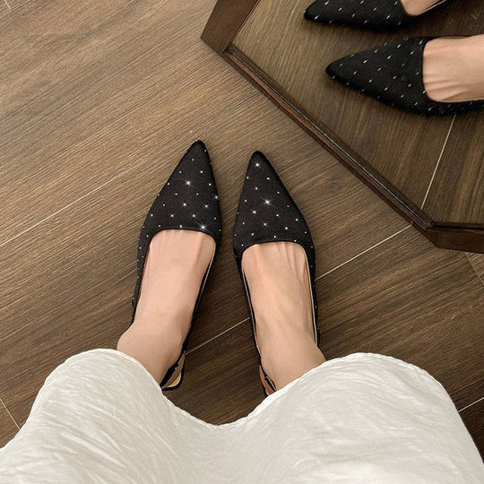 Damen glamouröse Slingback-Pumps mit feinen Glitzer-Applikationen und spitzem Design Shopnory