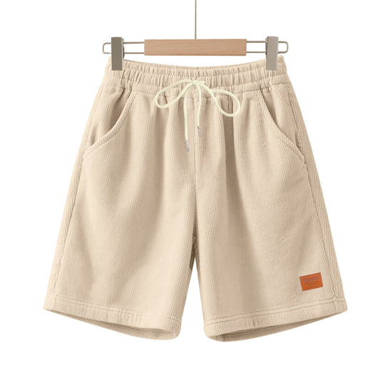 Herren nan lässige Bermudashorts aus feinstrukturiertem Baumwollmix mit elastischem Bund und Kordelzug
