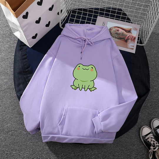 Damen nan Kapuzenpullover mit Mond‑und‑Wal-Illustration, Oversize-Schnitt und Kängurutasche Shop Nory