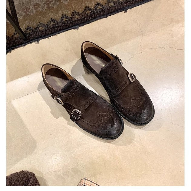Herren Doppel-Monk-Slipper aus Veloursleder mit Budapester-Lochung und komfortabler Lederinnensohle Shop Nory