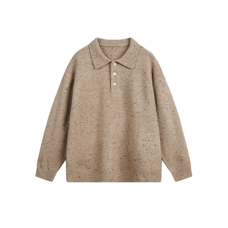 Damen Oversize-Polo-Pullover aus Mélange-Feinstrick mit Polokragen und Knopfleiste Shop Nory