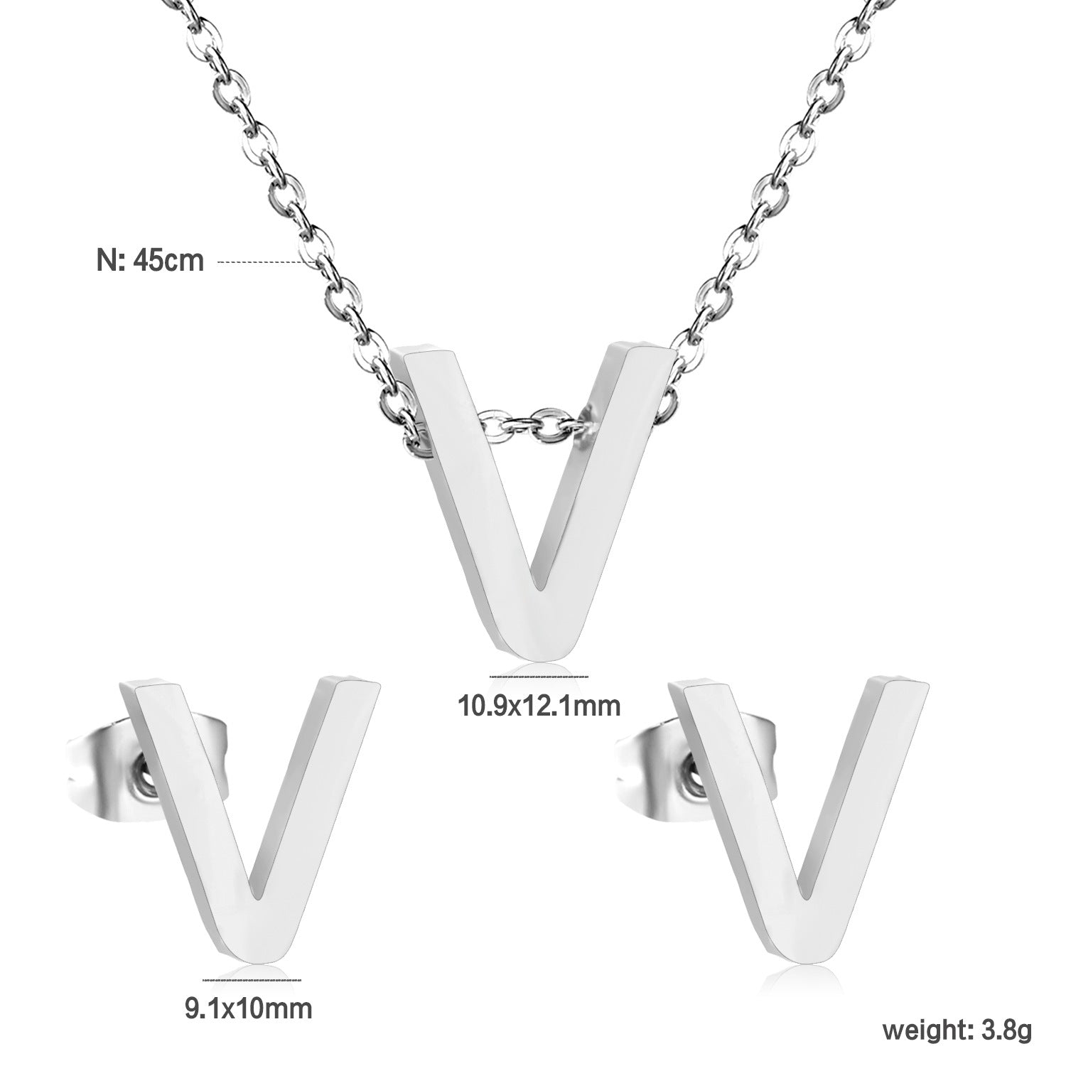 Damen Schmuckset mit K-Anhänger und passenden Ohrsteckern Shop Nory