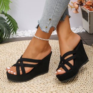 Damen Wedge-Pantoletten mit raffiniertem Kreuzriemen-Design und bequemer Sohle