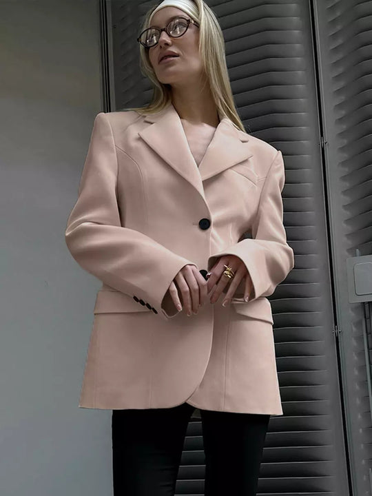 Damen Oversized Longblazer mit betonter Schulterpartie und Pattentaschen Shop Nory