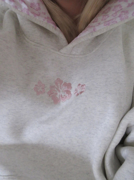 Damen-Hoodie mit floralem Stickdesign und bedrucktem Kapuzenfutter Shop Nory
