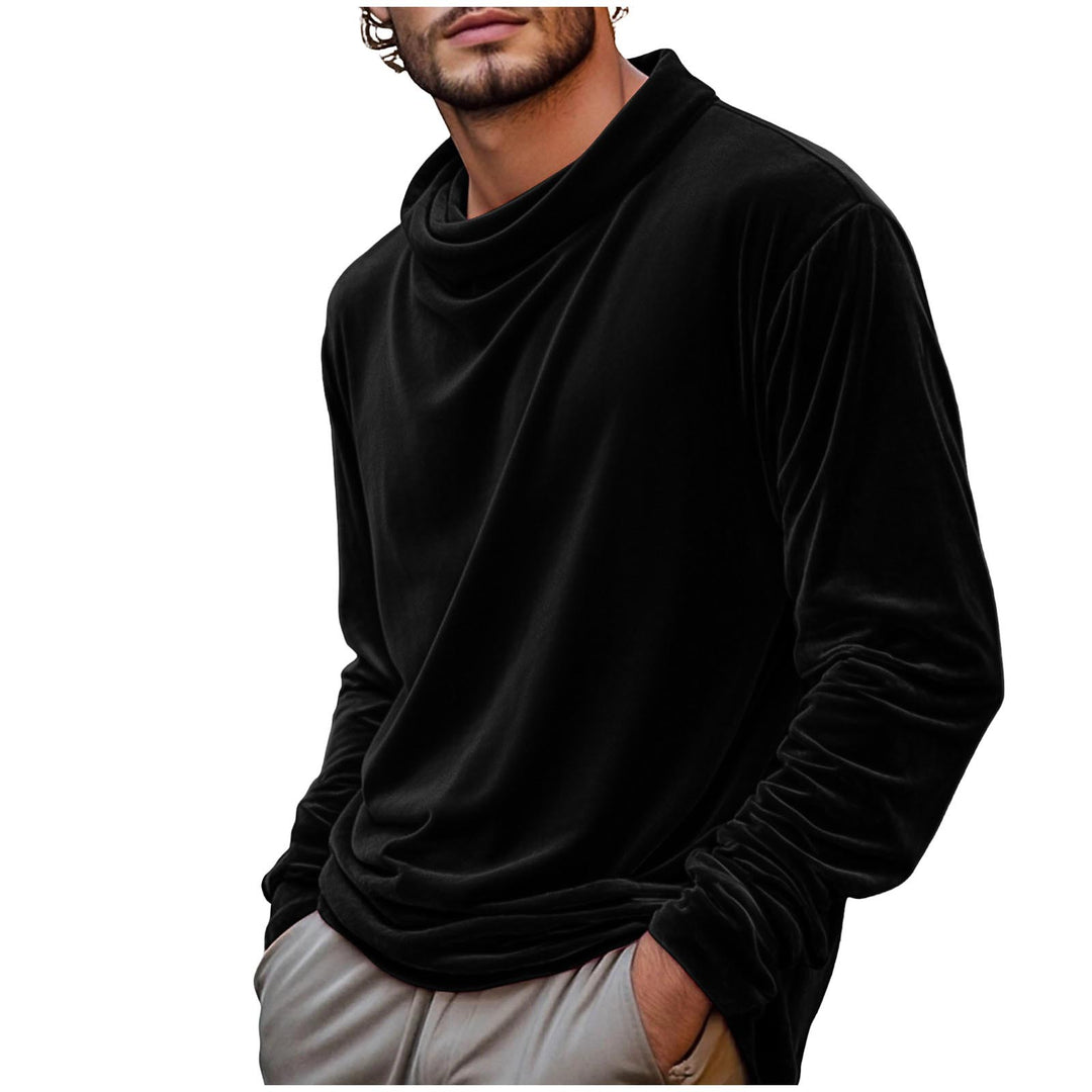 Herren Samt-Langarmshirt mit Schalkragen Shop Nory