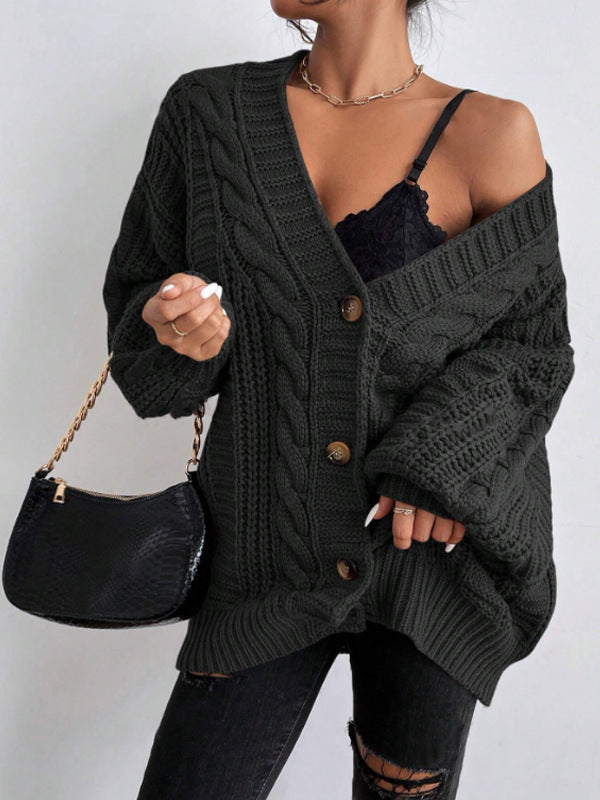 Damen Strickjacke mit oversized Passform und Zopfmuster