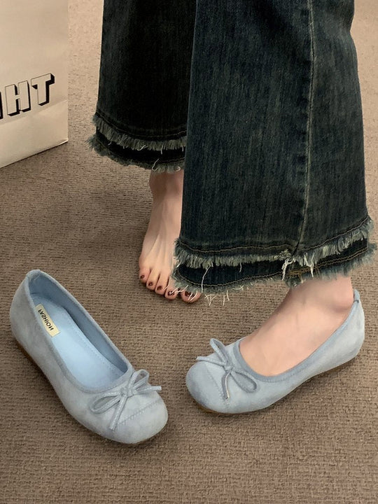 Damen Ballerinas mit dekorativem Schleifendetail und hochwertiger Fleeceaussensohle