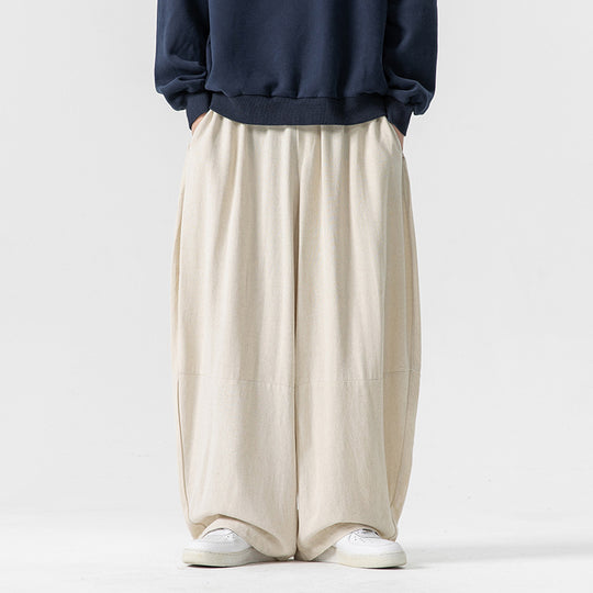 Herren Extraweit geschnittene Ballon-Loungehose mit elastischem Bund, tiefem Schritt und soften Baumwollmix Shop Nory