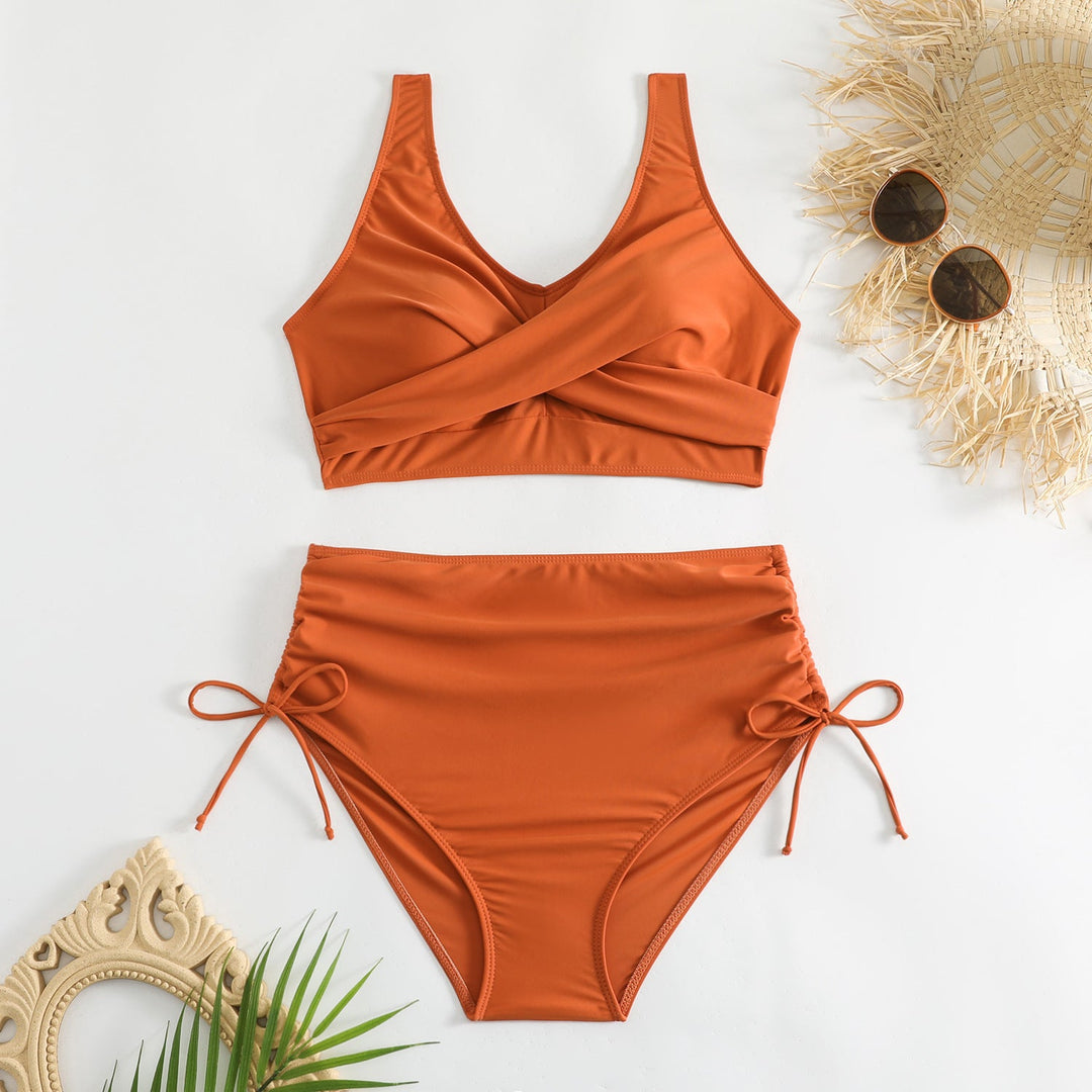 Damen Hochtailliertes Bikini-Set mit verstellbaren Trägern