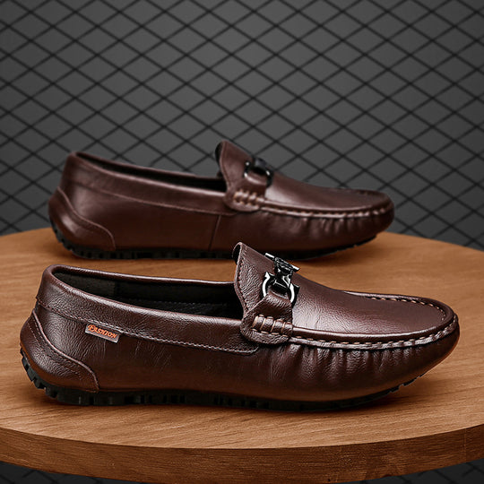 Herren eleganter Mokassin‑Loafer aus softem Kunstleder mit dekorativer Metallschnalle und profilierter Gummilaufsohle Shop Nory
