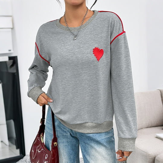 Damen Lässiger Pullover mit Herzdesign Shop Nory