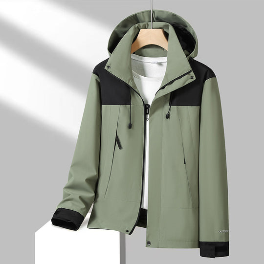 Herren Leichte Softshelljacke mit Kontrast-Schulter, verstellbarer Kapuze und wasserabweisender Membran Shop Nory