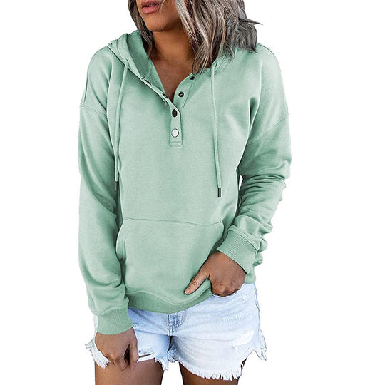 Damen Kapuzenpullover mit Knopfdetails und weichem Fleece-Material