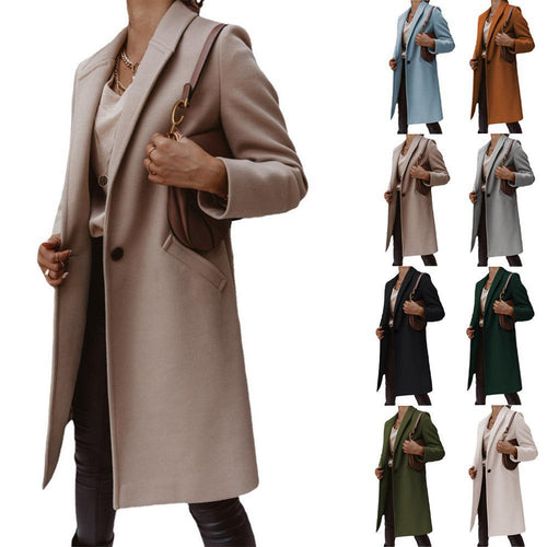 Damen Mantel mit fallendem Revers, geradem Schnitt und Leistentaschen Shop Nory