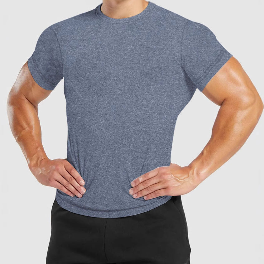 Herren nan tailliertes Rundhals-Leistungsshirt mit elastischem Seitenkeil und flachen Nähten