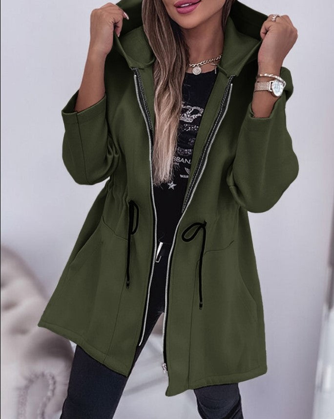 Damen Leichter Kapuzenparka mit Tunnelzug und Zweifachreißverschluss Shop Nory
