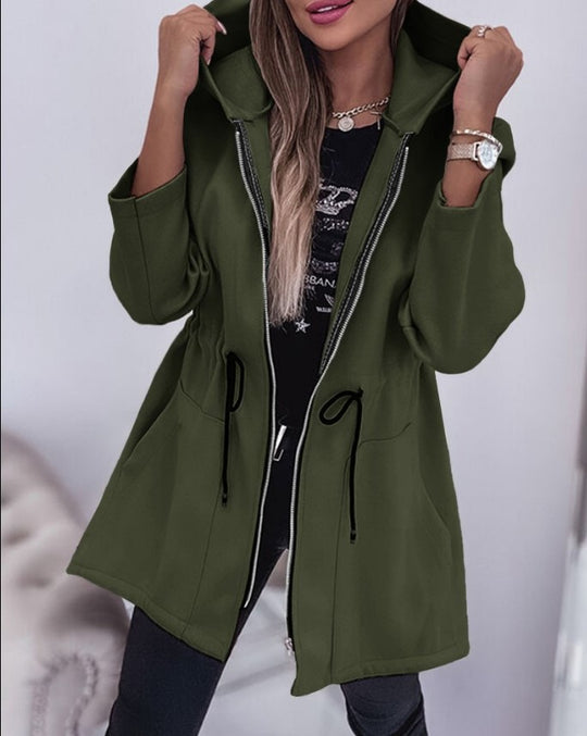 Damen Leichter Kapuzenparka mit Tunnelzug und Zweifachreißverschluss Shop Nory