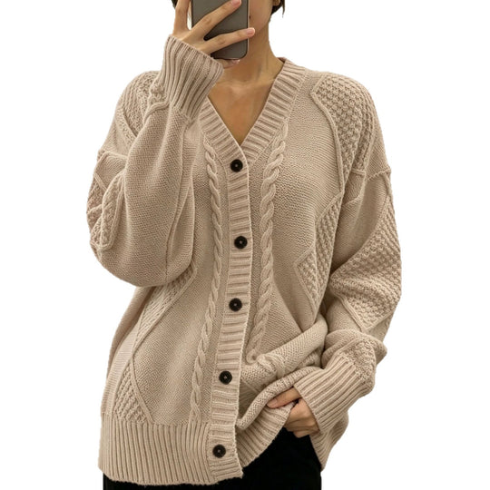 Damen Oversize Strickcardigan mit Zopf- und Strukturdetails Shop Nory