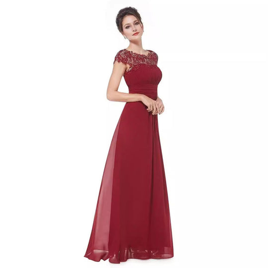 Damen Elegantes Maxikleid mit Spitzenoberteil und fließendem Rock