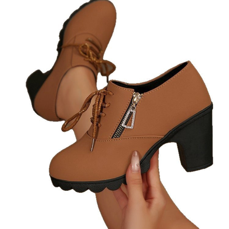 Damen Schnür-Pumps mit glitzernden Akzenten und rutschfester Sohle