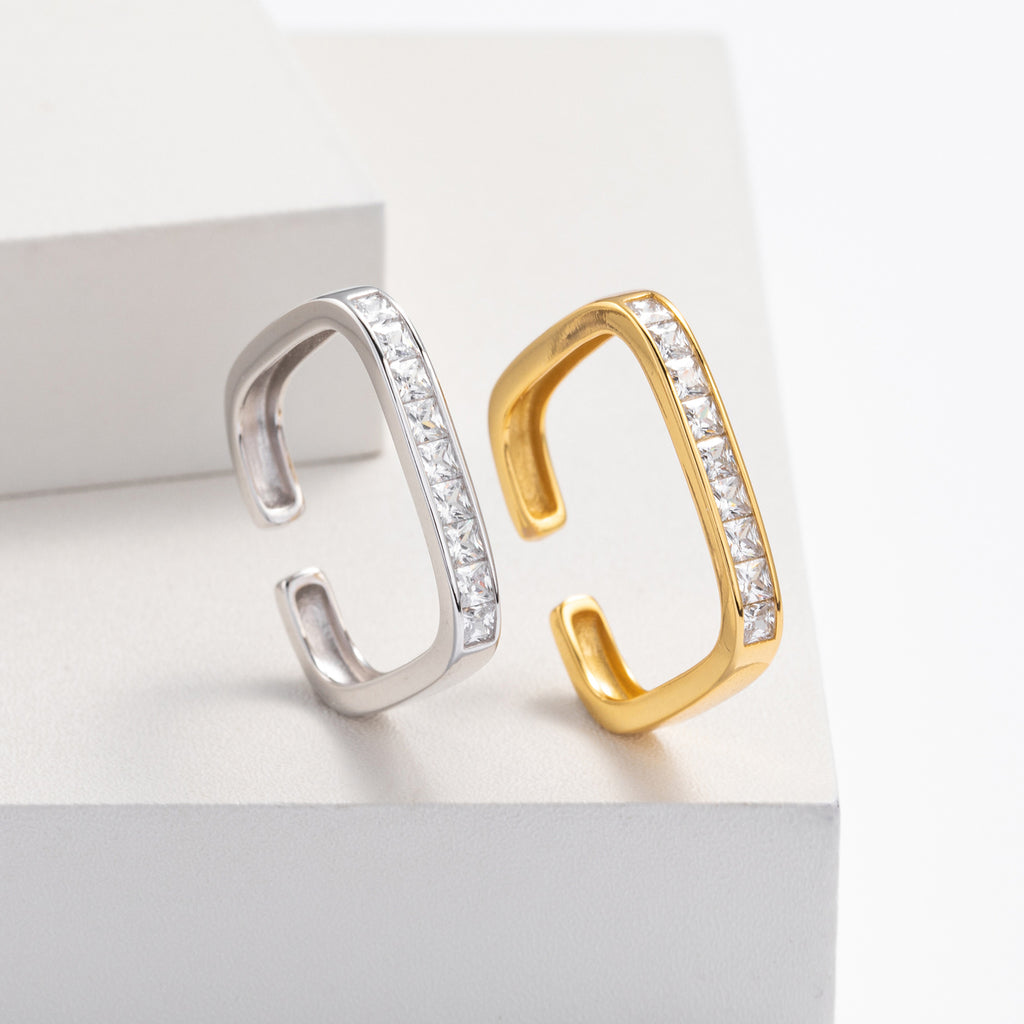 Damen Offener Ring mit luxuriösem Zirkonbesatz aus 925 Sterlingsilber Shop Nory
