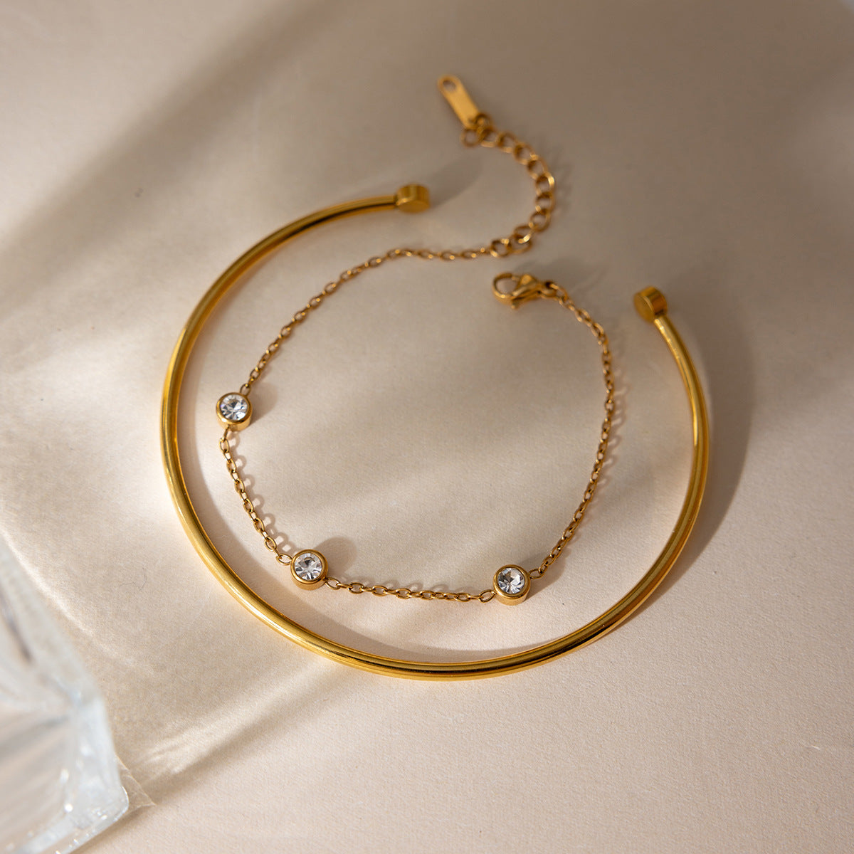 Damen Halskette mit funkelnden Zirkonia und eleganter Gliederstruktur Shop Nory