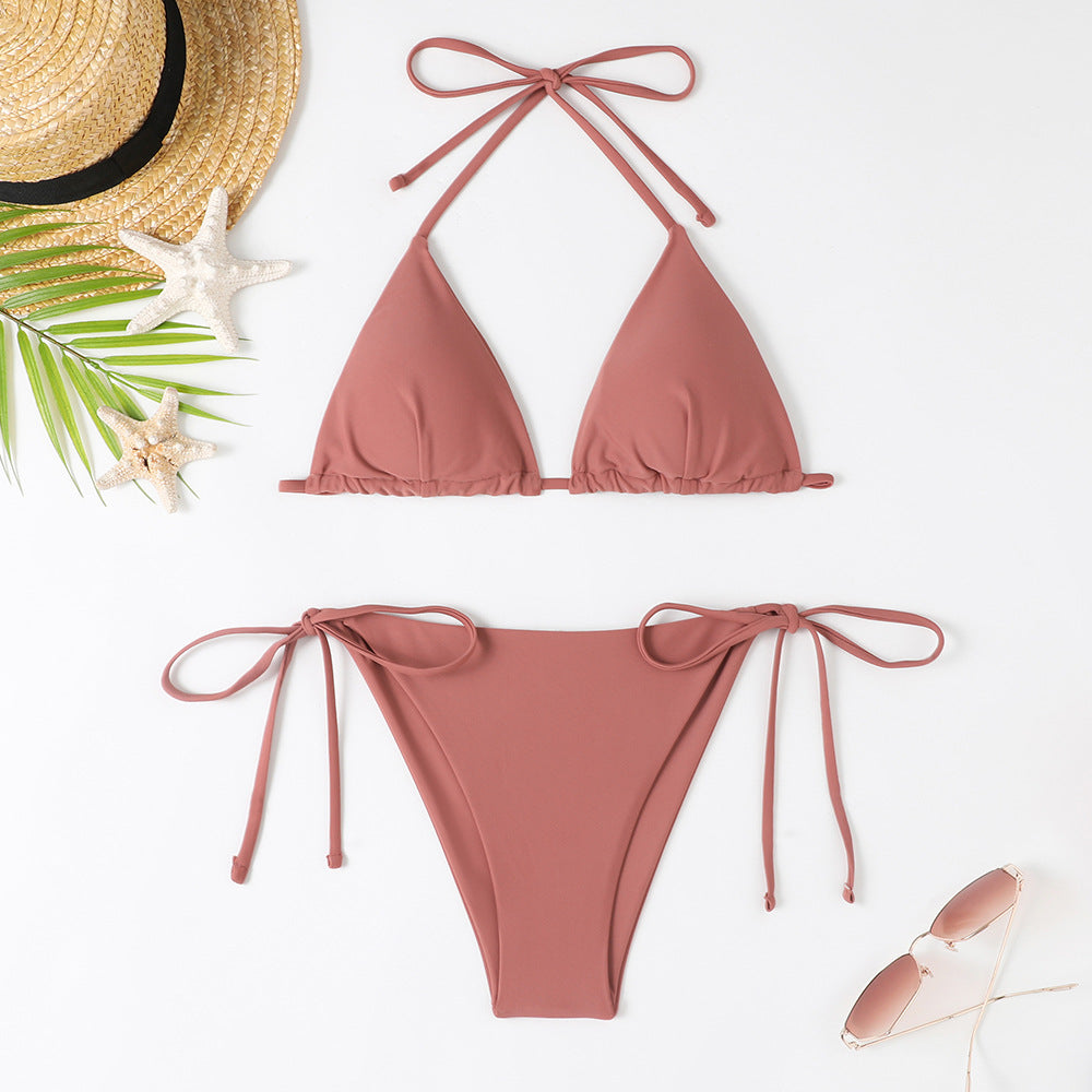 Damen Triangel-Bikini mit verstellbaren BindShopnoryändern und raffinierten Details