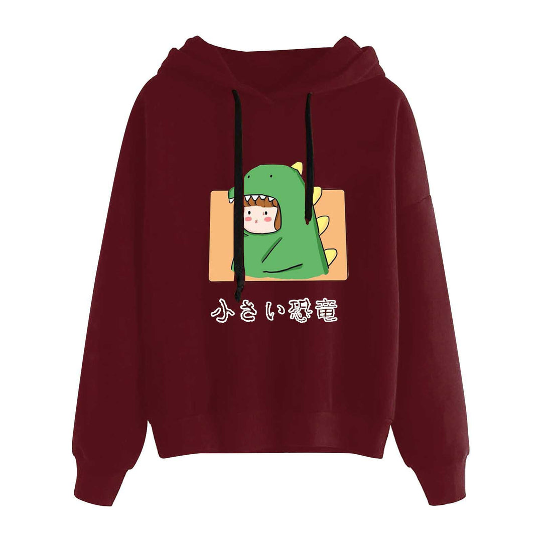 Damen nan kurz geschnittener Cropped-Kapuzenpullover mit niedlicher Frosch-Illustration und verstellbarer Kapuze Shop Nory