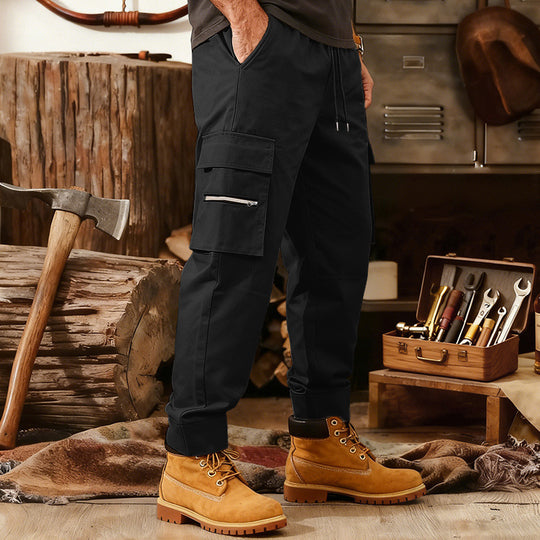 Herren Cargo-Jogginghose mit Multifunktionalen Reißverschluss-Taschen & Elastischem Bündchen Shop Nory