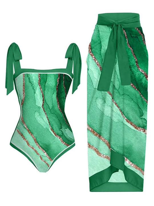 Damen Bademode-Set mit stilvollem Wickelrock Shopnory