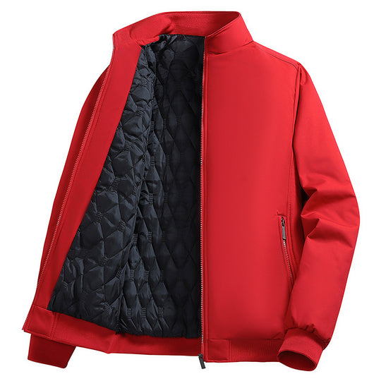 Herren Wattierte Bomberjacke mit Kunstfell-Innenfutter, Stehkragen und Reißverschluss Shop Nory